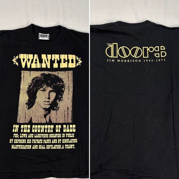 Doors Jim Morrison T Shirt Wanted M Black Single Stitch The Roxx shirt Sleeve - Picture 1 of 8